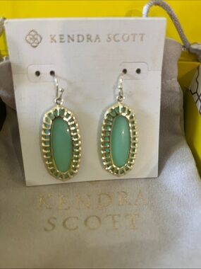 Kendra Scott Gold & Mint Green Dangle Earrings